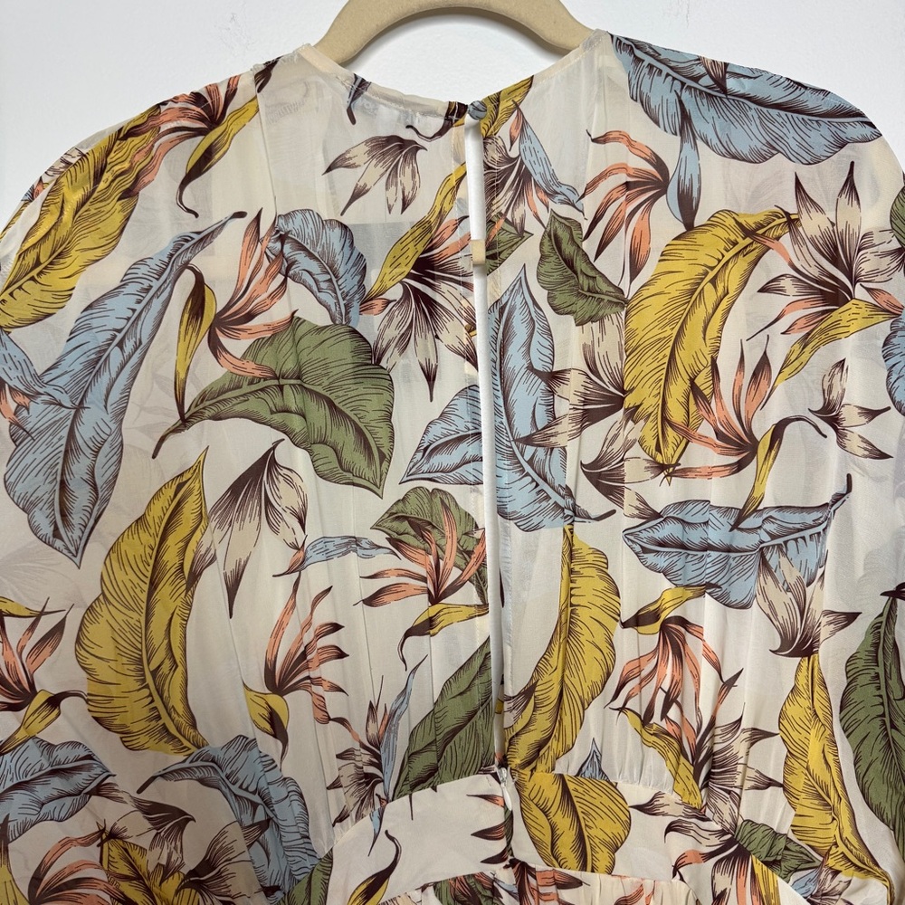 Fashion Nova Multicolor Leaf Print Maxi Dress Farrah Ivory - Picture 7 of 8